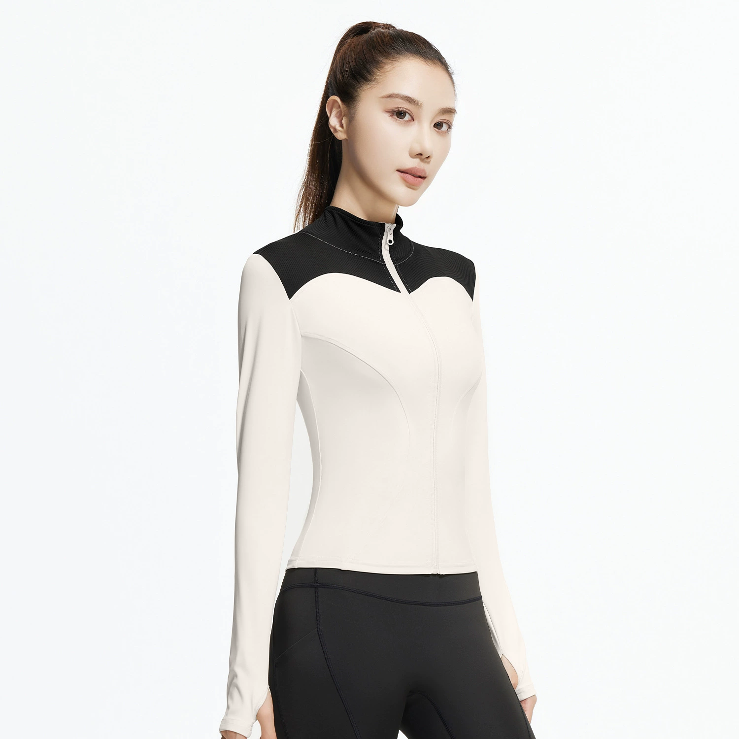 Sports fitted long-sleeve, yoga clothing, jacket for gym, tight, for running