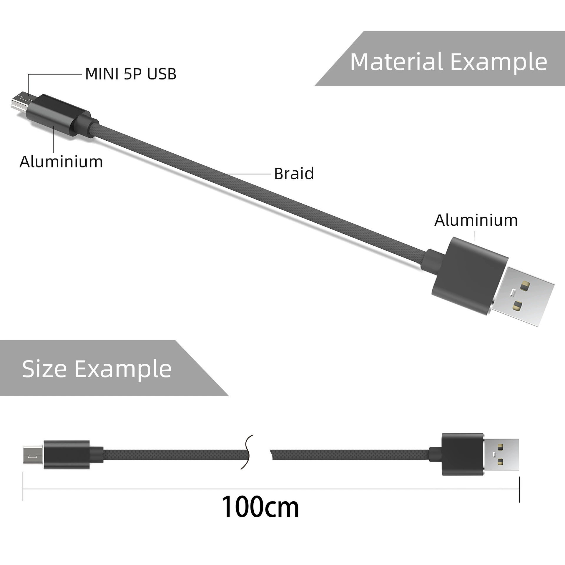 Mini usb charging data cable 5P fabric braiding suitable for MINI interface mobile hard disk navigation mp3 4