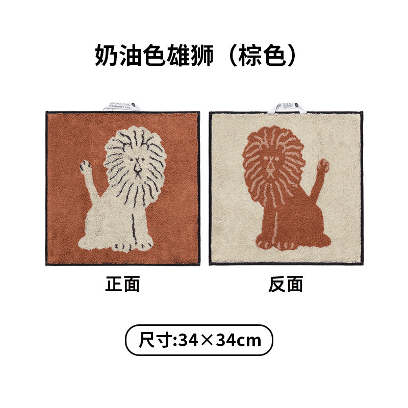 提花卡通INS风纯棉方巾34*34CM加厚60克方巾擦手巾柔软吸水小毛巾|undefined