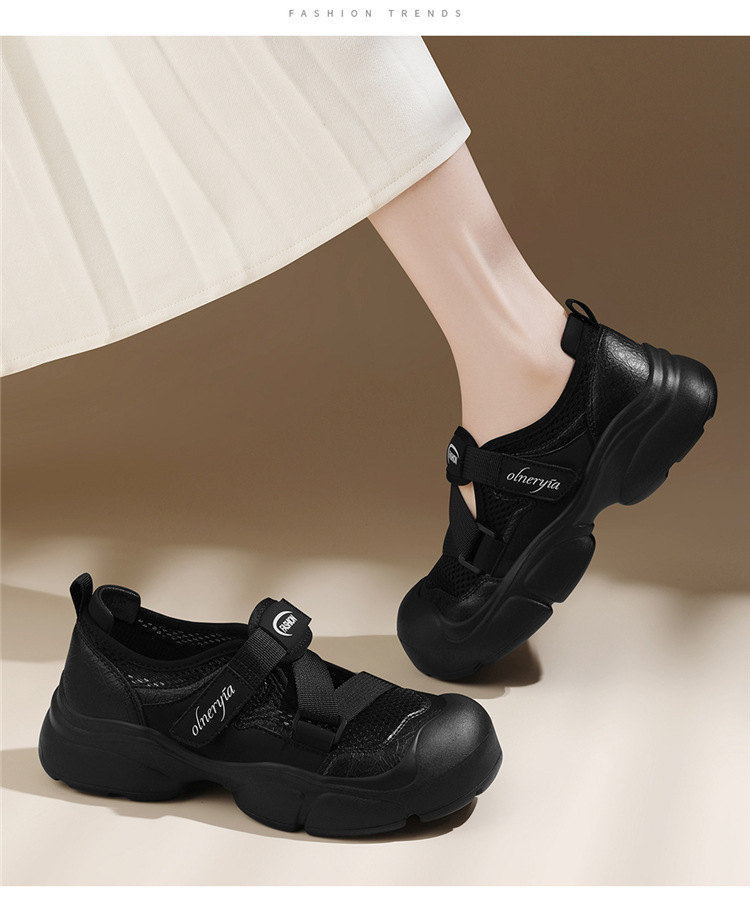 Dép sandal La Mã nữ đế dày mũi kín thoáng khí phong cách thể thao gót 4 cm — JST 7182 gót đen cao 4cm, JST 7182m màu gót cao 4cm chi tiết 11