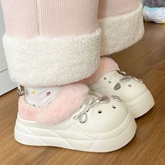 【可拆卸】冬季居家保暖外穿轻便EVA女士棉拖银色创意猫咪毛毛鞋