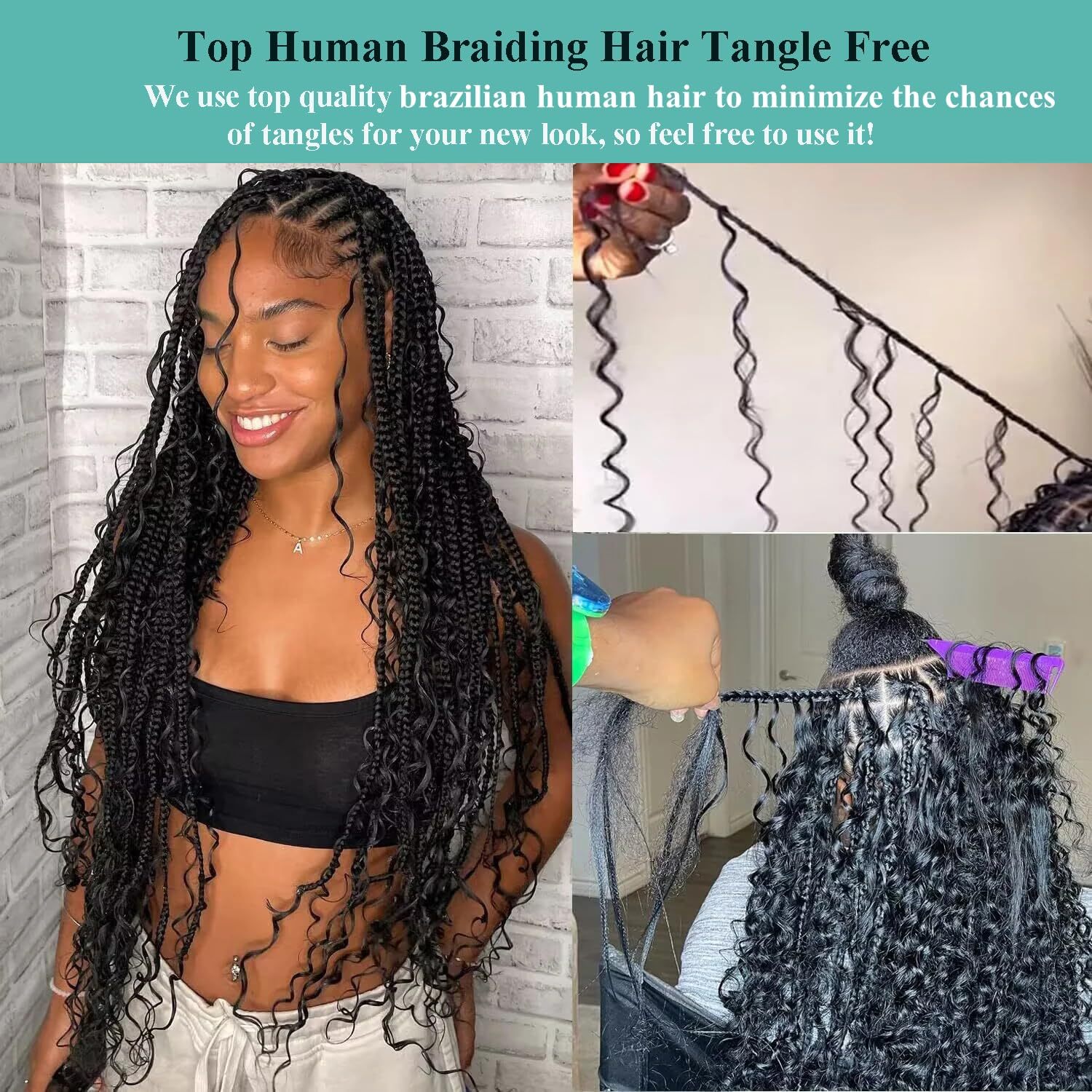 Deep Wave Perruca de cabello real Boho Braids Extensiones de cabello Human Hair Bulk Perruca de cabello