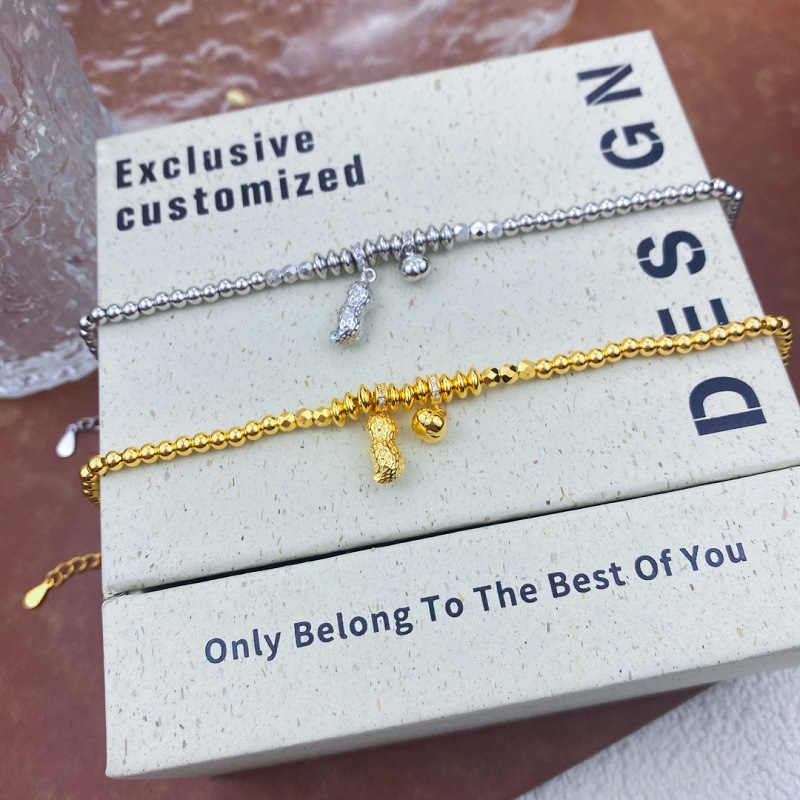 Maker S925 Sterling Silver Good Luck Peanut Bracelet Fashion Accessible Luxury Stylish Niche Design High-End Versatile Hand Jewelry