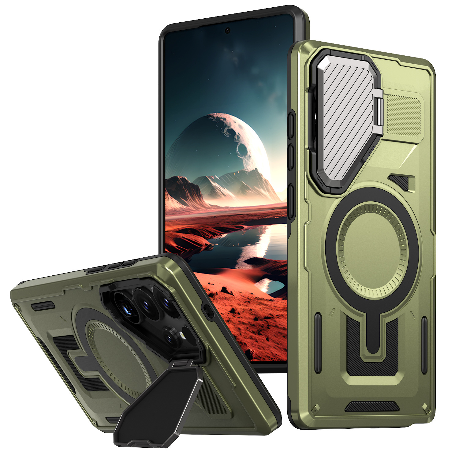 Adecuado para Samsung S25Edge extraordinaria funda para teléfono móvil Aegis S24FE soporte de lente de carga magnética funda protectora anti-caída