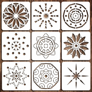 Cross-border Amazon Original 9 Mandala Painting Template Painting Template Painting Template Animal Theme diy