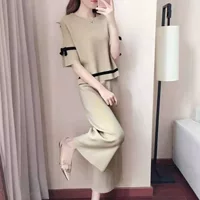 Летние модные костюмы для полных девушек, женская одежда больших размеров, уменьшающий возраст, утягивающий, закрывающий живот комплект из двух предметов для женщин