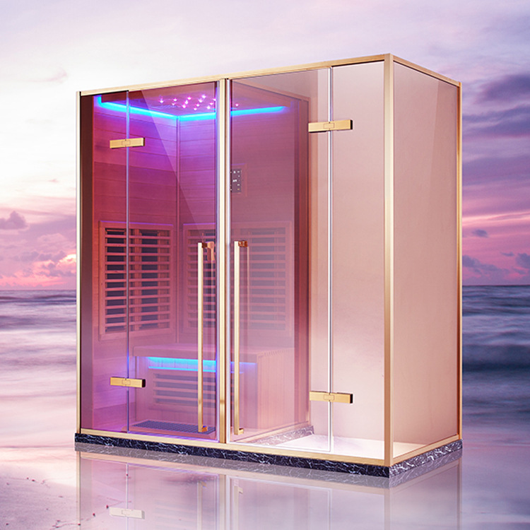 Fuente de la fábrica de lujo sauna general cuarto de baño sala de vapor en casa separación de vapor seco y húmedo partición de baño