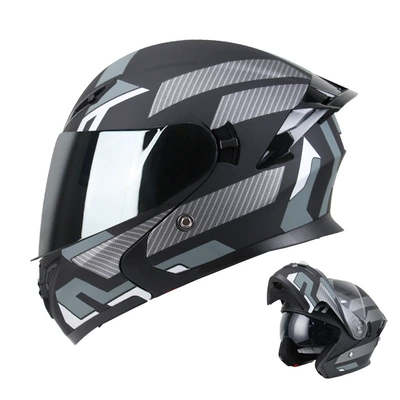 Retro Riding, Full Coverage, Motorcycle Safety Supplies - battleship-silver-mirror-m
