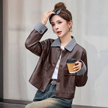 秋冬新款正品时尚绵羊皮皮衣外套女式百搭洋气短款机车风全皮夹克