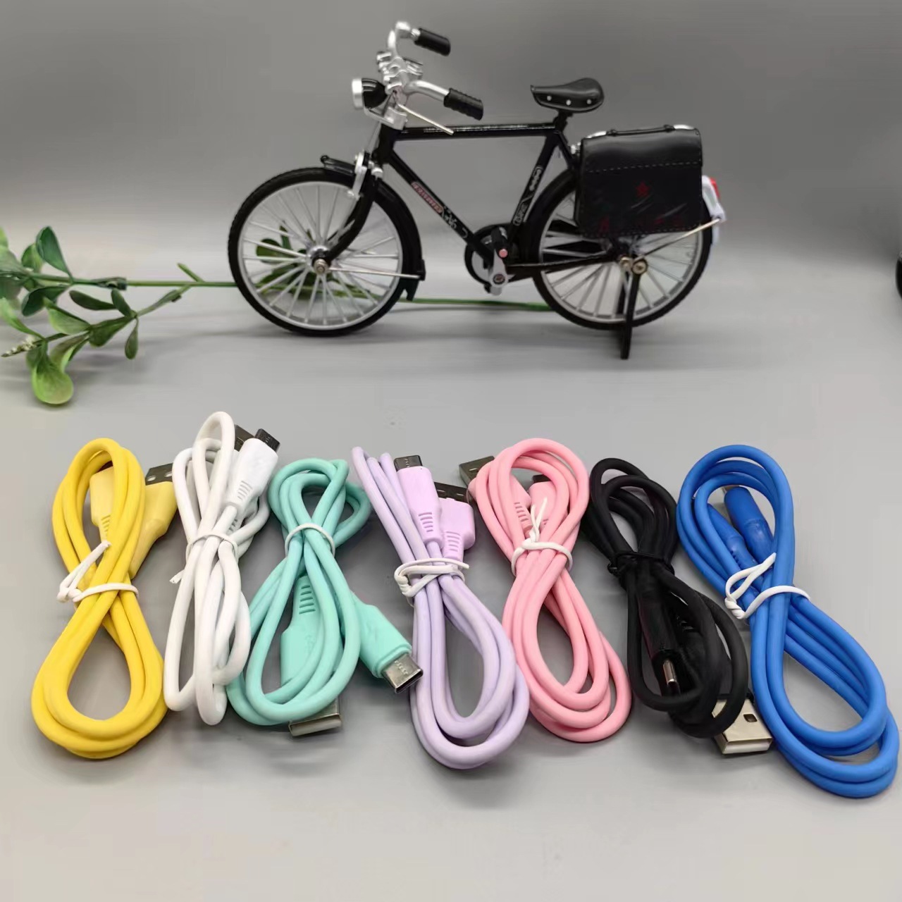 马卡龙软胶数据线适用苹果V8安卓小米type-c充电线1A快充线