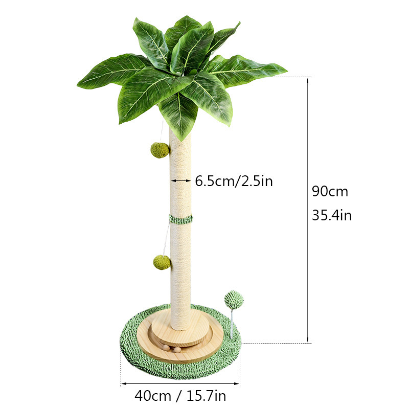 Árbol rascador para gatos con forma de cocotero, poste rascador de sisal, poste vertical para trepar, duradero, antideslizante, juguete grande para gatos, transfronterizo