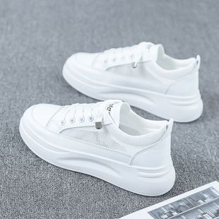 2025 New Summer Versatile Mesh Breathable White Shoes Women's Shoes Thick-Soled Sneakers Casual Sports Thin Mesh Shoes