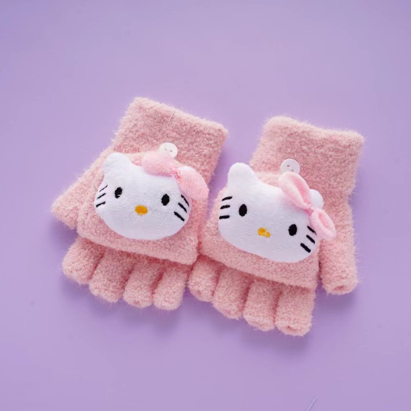 秋と冬の豪華なフリップ子供用手袋女性用かわいいユニバーサルタッチスクリーンサンリオクロミ手袋ティーンエイジャー用|undefined