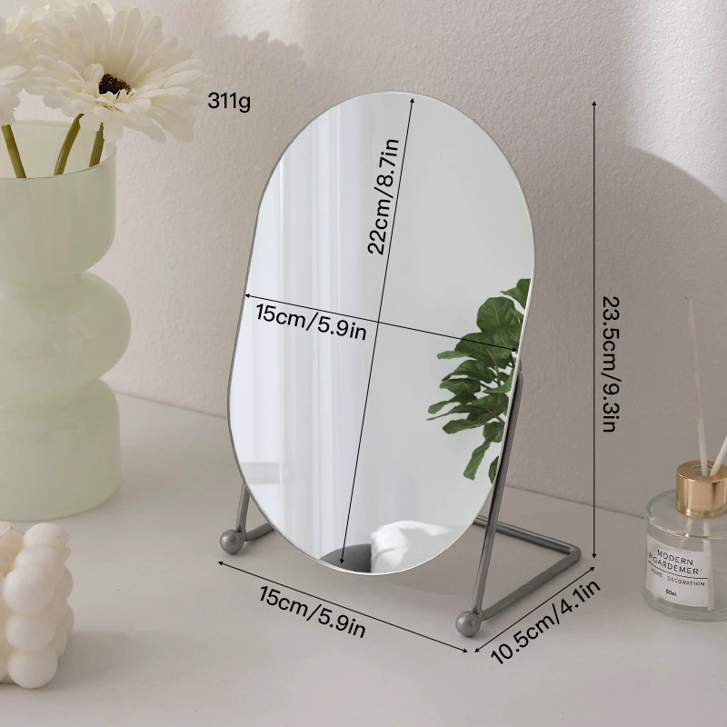 Dressing Table Mirror — Rotatable Oval Desktop Mirror, Silver/Gold/Black, Multiple Sizes