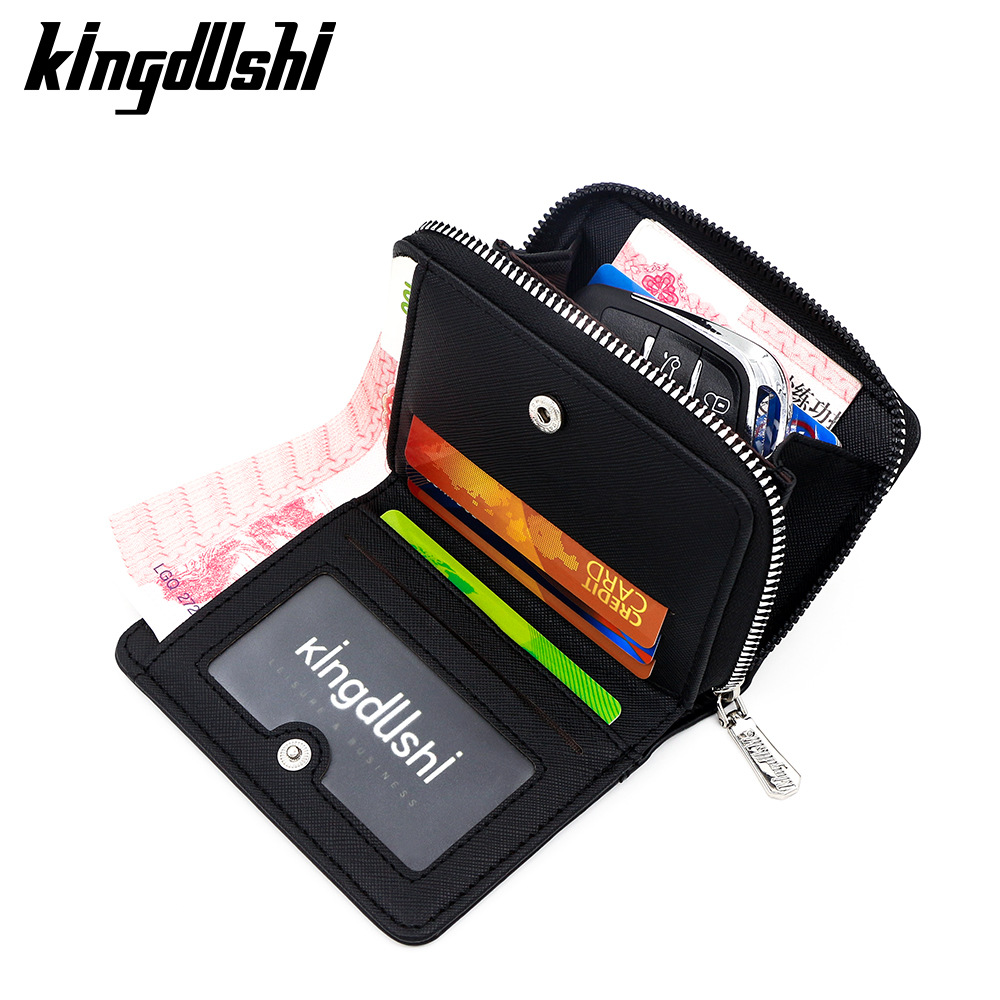 Ventas transfronterizas calientes de granulares para hombres billetera vertical de gran capacidad cremallera bolsa de tarjetas de cremallera bolsa de cambio multi-tarjeta cartera