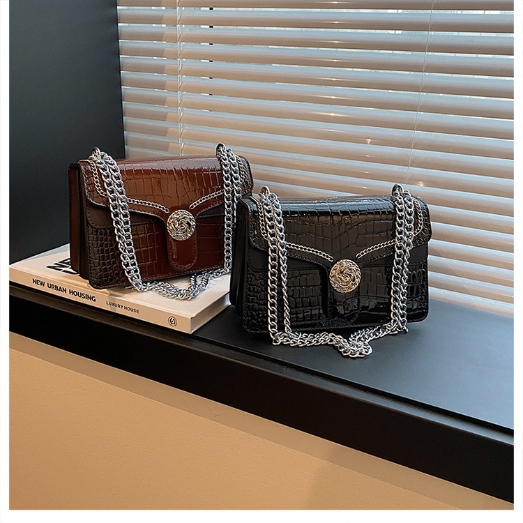 Bags crocodile pattern small square bag ladies shoulder crossbody chain bag_voghion.com