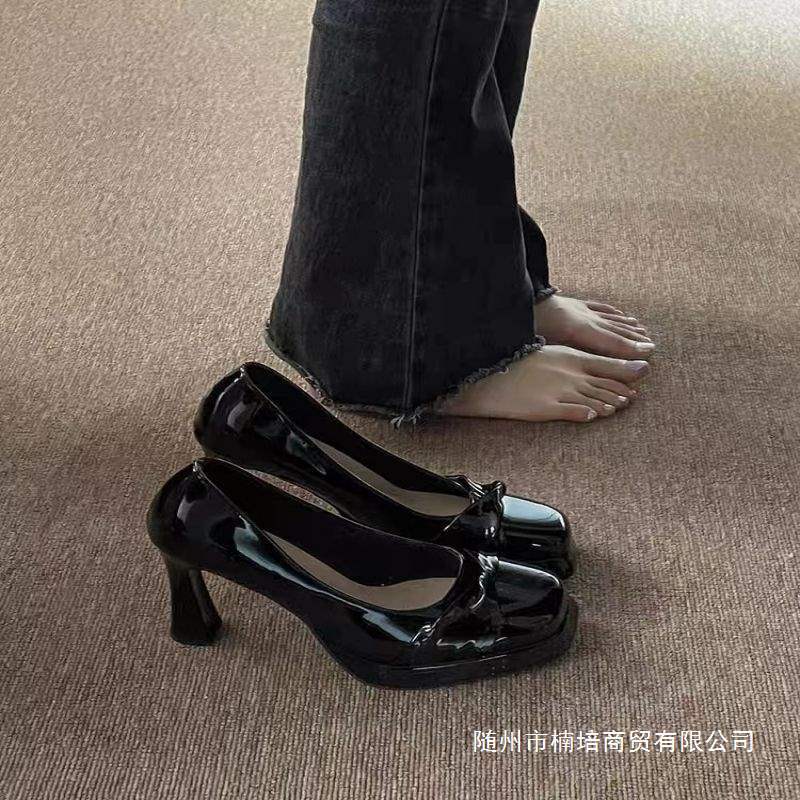 Large Size Sandals for Fat Feet, Wide Fat Women's Shoes, Round Toe High Heels, Women's Summer Mary Jane Shoes, Thick Heels, Autumn