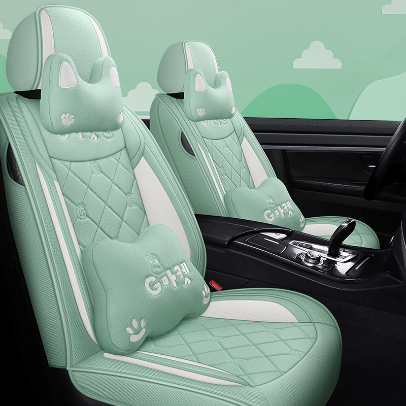 22年新款韩系风帕尔兔亚麻卡通四季垫汽车座垫坐垫座垫套亚马逊