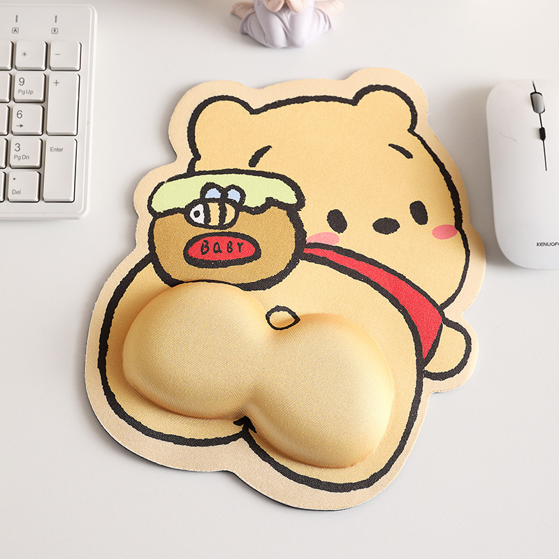 Protector de muñeca 3D lindos dibujos animados computadora portátil de oficina es memoria algodón muñeca de goma protector de muñeca de color sólido