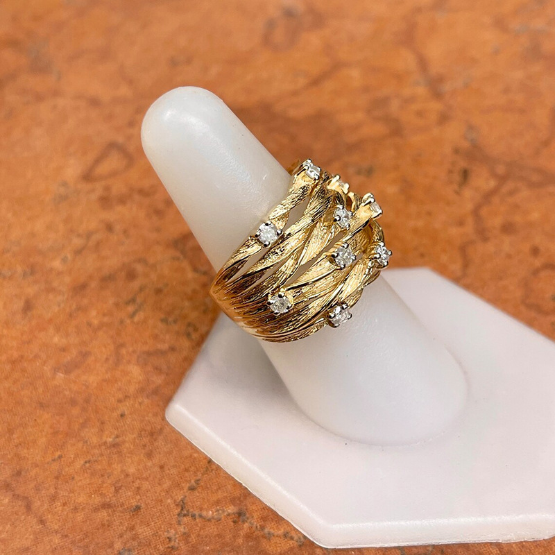 Anello a forma di vite donna oro largo zircone stella nido anello_voghion.com