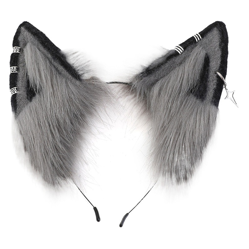 Lolita gótico vampiro rojo Lobo oreja venda cos apoyos oscuro pelo banda tocado horquilla negro oscuro