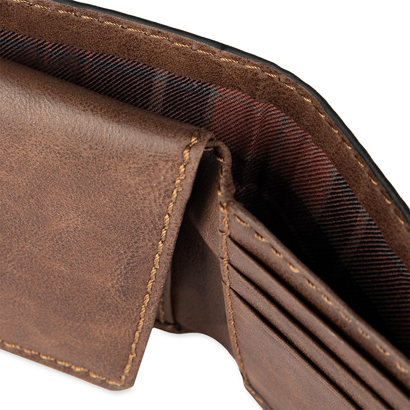 Explosiones transfronterizas de cuero de caballo loco cartera de cuero de hombre, cartera de cuero doble plegable, cartera de dólares RFID, bolsas de tarjetas múltiples