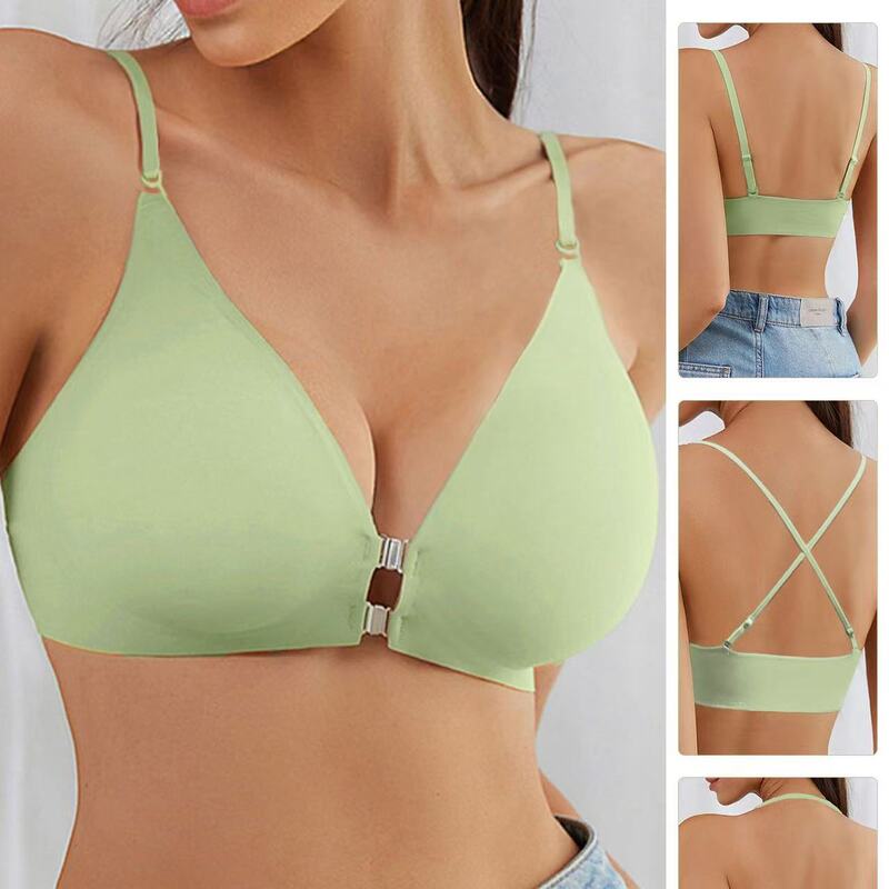 Cross-Border Front-Button Bra, Beautiful Back Bra, Small Breasts Push-Up, No Steel Ring, Breast-Retracting Women's Large Size Sexy Bra