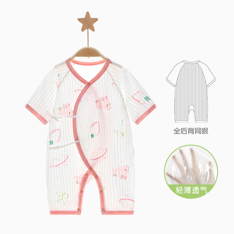 Ropa de verano para bebé recién nacido, estilo fino, manga corta, 0-3 meses, mono unisex para bebé, conjunto de verano para bebé