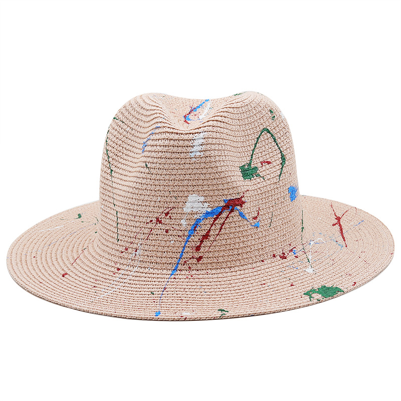 Summer Fashion New Painted Lacquer Graffiti Straw Hat display picture 3