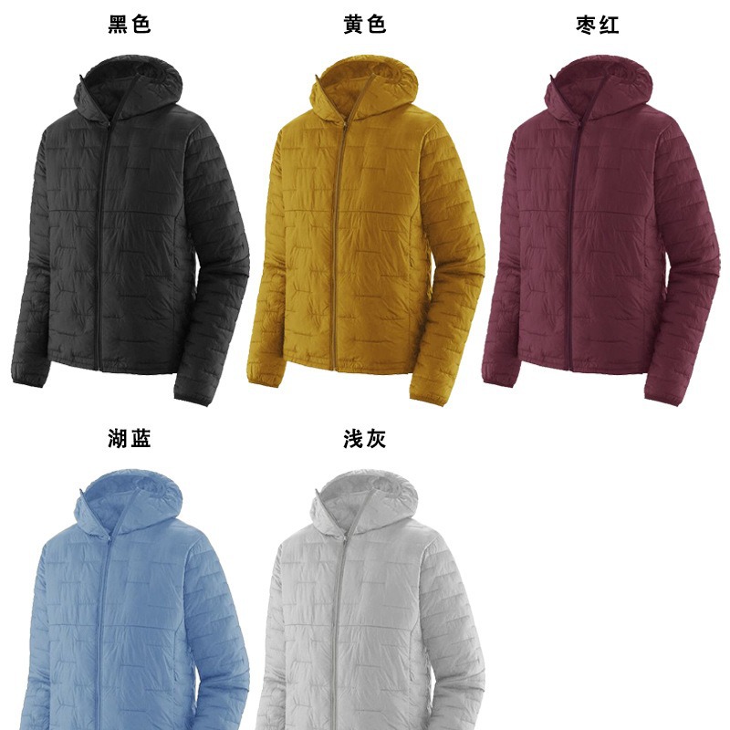 无标出售男士户外运动徒步登山日常训练休闲棉服纯色拉链连帽棉衣