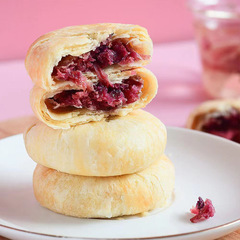 Shaobing purple sweet potato flavor rose cake bag 240g breakfast freshly baked flower cake snack snacks Yunnan flower cake wholesale