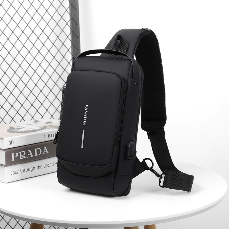 Men's Large Capacity Trendy Bag Chest Bag Sports Motor Bag Combination Lock Shoulder Bag Casual Japanese Waist Bag Crossbody Bag