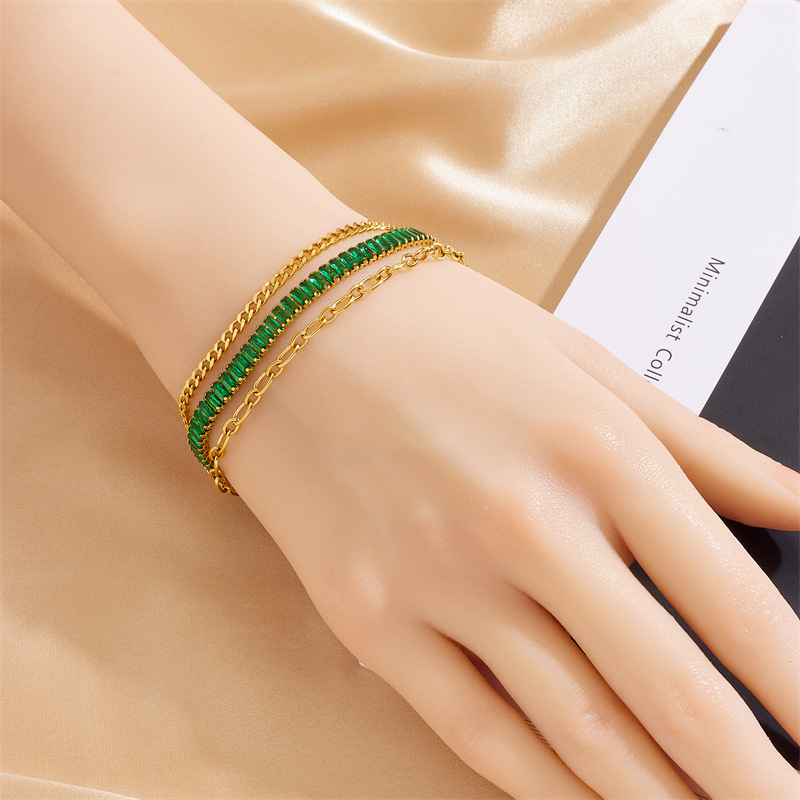 Titanium Steel Material Elegant Lady Geometric Titanium Steel Diamond Bracelets In Bulk