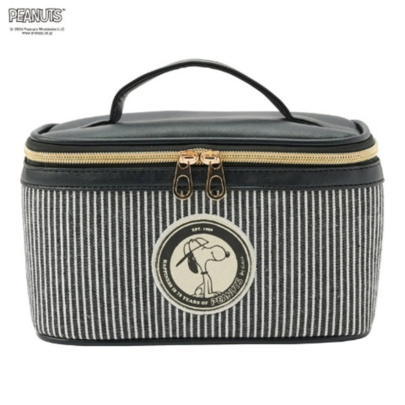 Perro japonés encantador jeans rayas portátiles bolsas de maquillaje portátiles para productos de cuidado de la piel de gran capacidad caja tipo bolsa de almacenamiento de lavado