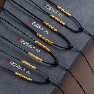 Black Necklace Rope Gold Buddha Gold Jade Wax Pendant Lanyard Handmade Rope Pendant for Men and Women