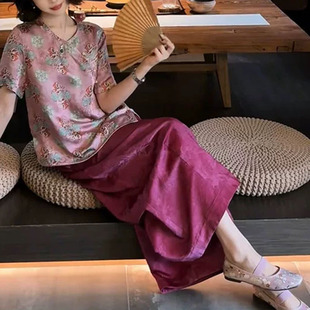 2025 Super Popular Summer Clothes, a Complete Set of Unique New Chinese Style, Young Style, Improved Tang Suit Tops and Pants Two-Piece Set