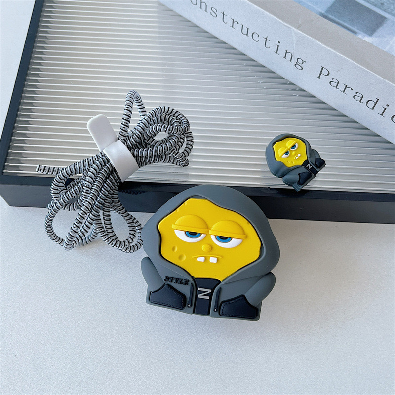 2024 nueva cubierta protectora de cabezal de carga rápida estándar británico de dibujos animados de 20W para cargador de Apple 20WPD plegable de tres enchufes