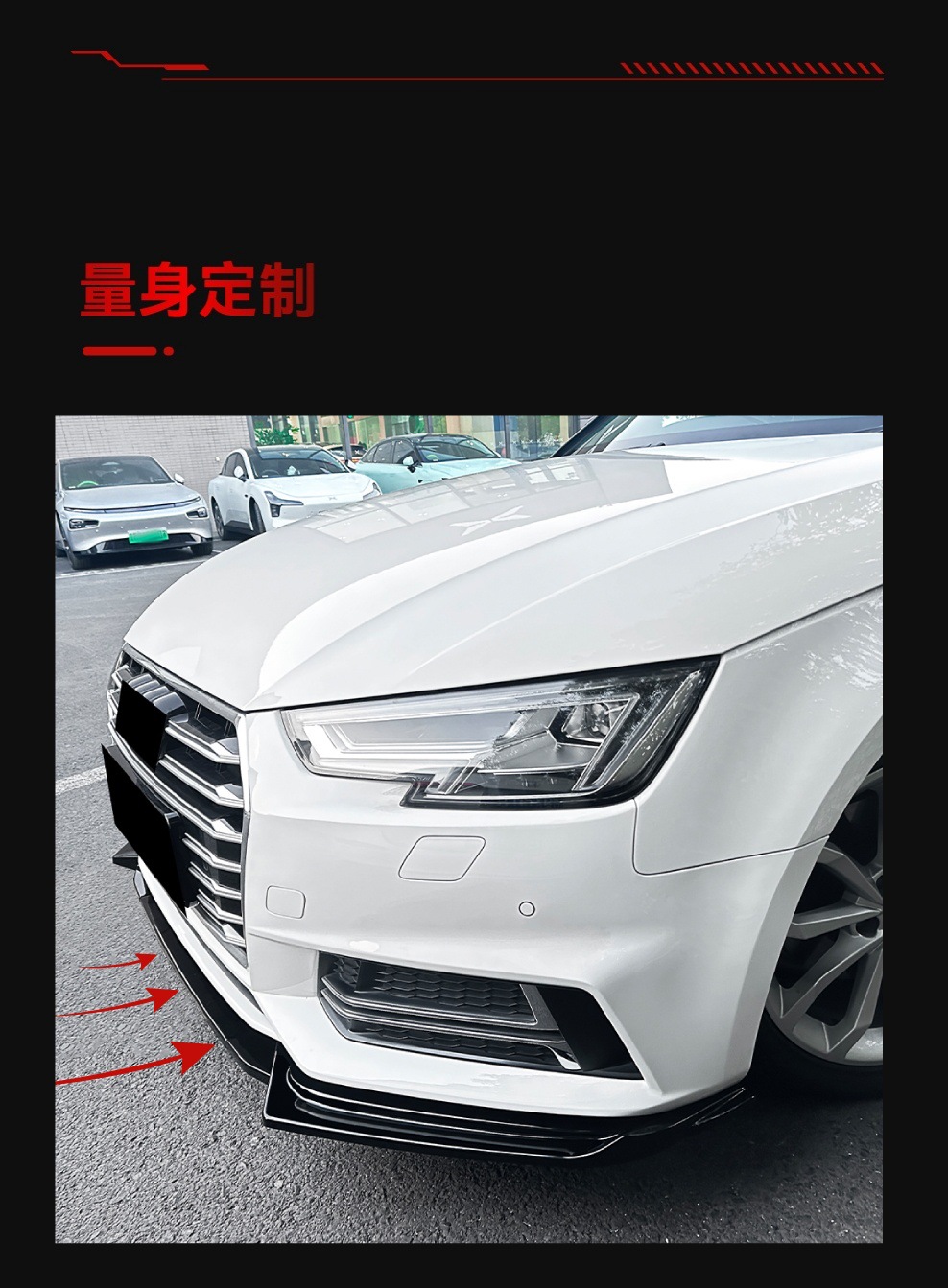 Suitable for 2017-2019 Audi A4 S4 B9 Sline Front Spoiler Front Lip Surround Spoiler Cross-Border Modification Parts