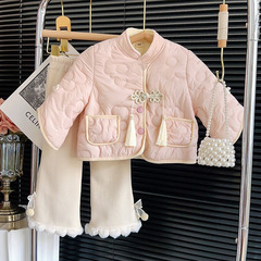 2023女童棉服外套冬季新款加絨女寶寶棉襖夾棉兒童棉衣拜年服潮