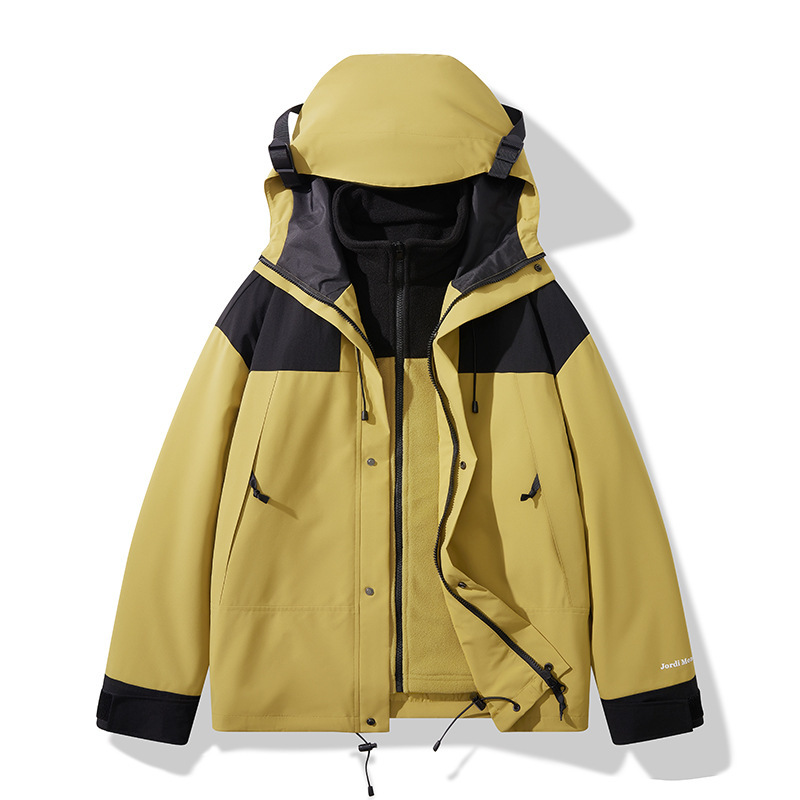 定制LOGO户外三合一冲锋衣情侣款春秋季登山服男女款三防连帽夹克|undefined