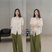 设计感小众女装真丝桑蚕丝衬衫白衬衣独特荡领长袖丝绸上衣女春季