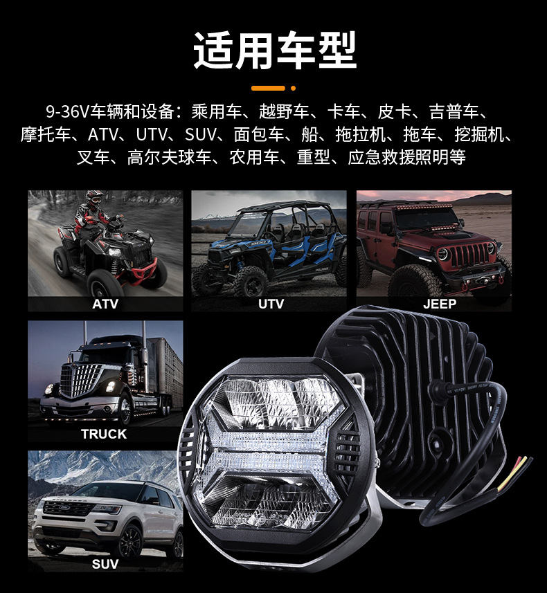 Cross-Border New Model 4inch 5.75inch Led Work Light Driving Light Modified Headlight Off-Road Work Front Headlight