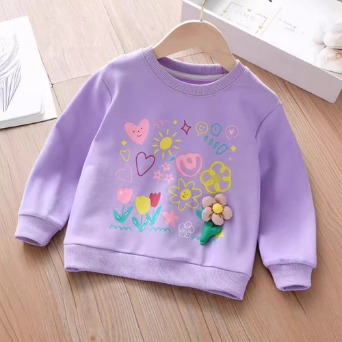 Girl's Sweatshirt Autumn Style Children's Spring and Autumn Season Top for Girls Children's Clothing 2024 New Arrival Pure Cotton Baby Girl Autumn Outfit