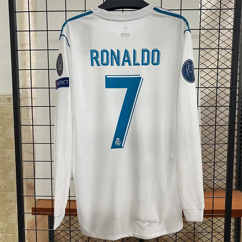 1718 Rumah Real Madrid Lengan Panjang No. 7 Cristiano Ronaldo / S