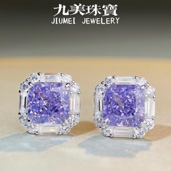 S925純銀紫彩宝ピアス女性欧米国境を越えた大カラットジルコンピアス