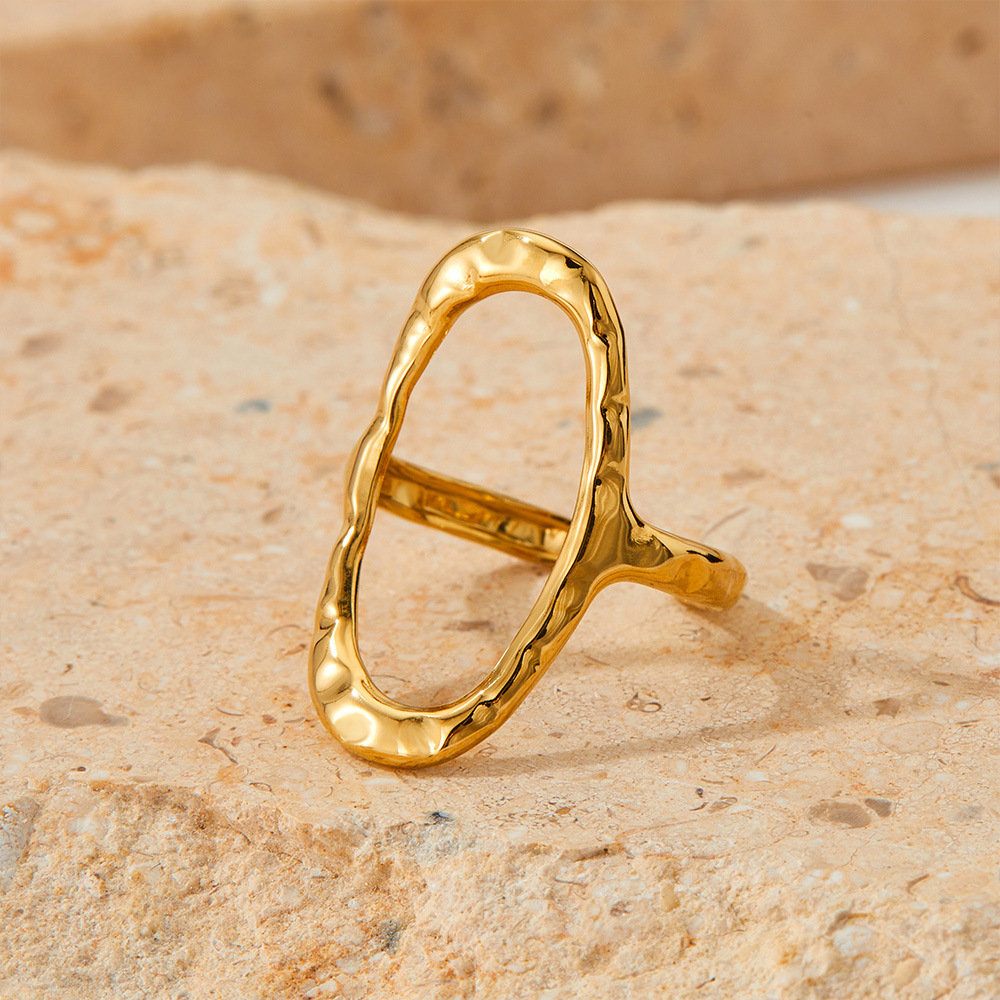 Open Ring Classification 1 Piece Quantity Holiday Occasion PVD Coated Real Gold Plated Oval Stainless Steel Retro Waterproof Non Tarnish Open Ring