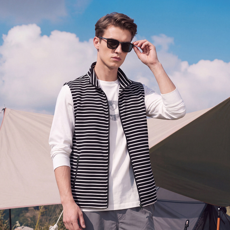 American-style retro zebra-striped fleece vest, new autumn/winter collection, unisex, thick and warm, suitable as an inner layer or sleeveless outerwear