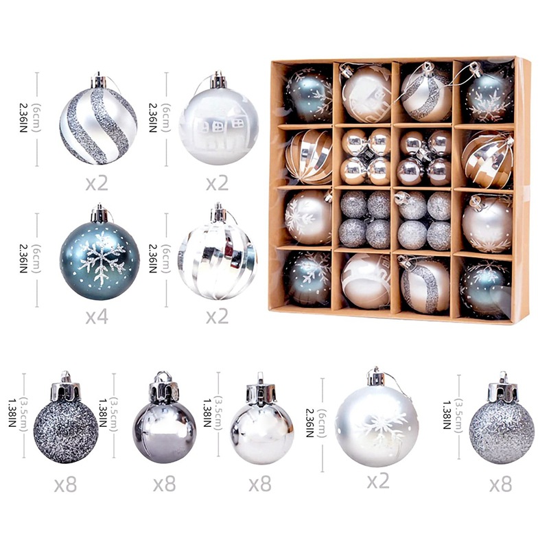 Set de bolas decorativas de Navidad en caja de regalo, colgantes para vitrina y fiestas, decoración de árbol de Navidad, comercio exterior transfronterizo