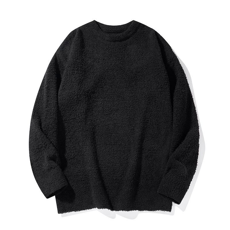 Herren-Fleecepullover mit Rundhalsausschnitt – Weicher, wollähnlicher Strickpullover, langärmeliger, lässiger, warmer Pullover für Herbst und Winter_voghion.com