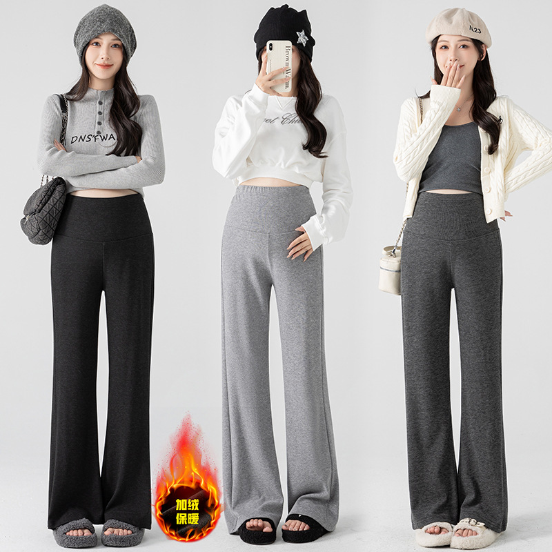 Pregnant Women's Pants Winter Outer Wear fleece-lined Warm Belly Flared Pants Loose plus size Slim Look Casual Pants Winter Wear Trousers Pregnant Women's Pants Winter Outer Wear fleece-lined Warm Belly Flared Pants Loose plus size Slim Look Casual Pants Winter Wear Trousers